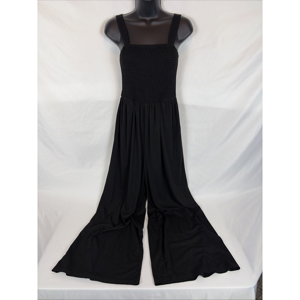 Dokotoo Women's Loose Black Jumpsuit Tank Top Wide Leg Romper Pockets Size S